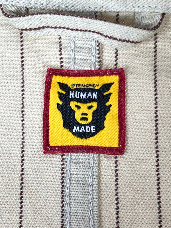 【中古品】【メンズ】 HUMAN MADE ヒューマンメード STRIPE BALMACAAN COAT ストライプ バルマカーンコート アウター 142-240627-mo-4-tag サイズ：M カラー：ベージュ 万代Net店