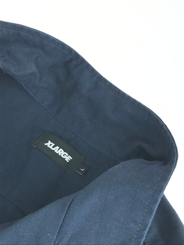 【中古品】【メンズ】 XLARGE エクストララージ LOGO S/S WORK SHIRT 101242014005 ロゴ ショートスリーブワークシャツ 半袖シャツ 142-240714-hi-04-tag サイズ：L カラー：ネイビー 万代Net店