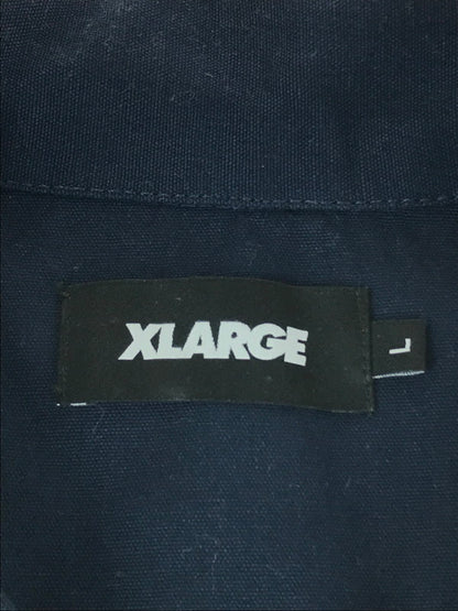 【中古品】【メンズ】 XLARGE エクストララージ LOGO S/S WORK SHIRT 101242014005 ロゴ ショートスリーブワークシャツ 半袖シャツ 142-240714-hi-04-tag サイズ：L カラー：ネイビー 万代Net店