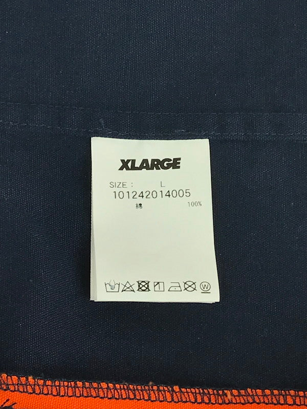 【中古品】【メンズ】 XLARGE エクストララージ LOGO S/S WORK SHIRT 101242014005 ロゴ ショートスリーブワークシャツ 半袖シャツ 142-240714-hi-04-tag サイズ：L カラー：ネイビー 万代Net店