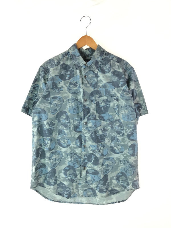 【中古品】【メンズ】 STUSSY ステューシー 90’S OLD 紺タグ USA製 FACE S/S SHIRT 90年代 オールド フェイス ショートスリーブシャツ 総柄 半袖シャツ トップス 142-240702-ki-4-tag サイズ：L カラー：ブルー系 万代Net店