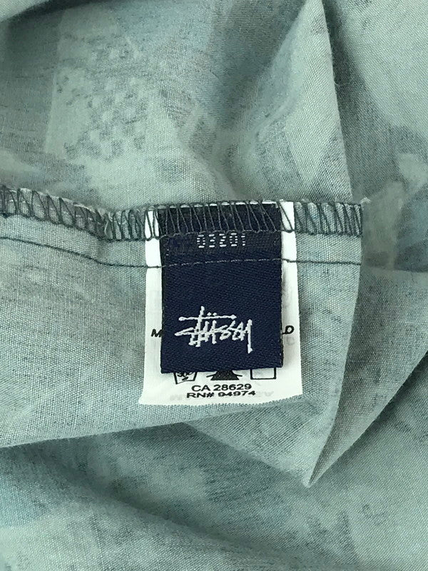 【中古品】【メンズ】 STUSSY ステューシー 90’S OLD 紺タグ USA製 FACE S/S SHIRT 90年代 オールド フェイス ショートスリーブシャツ 総柄 半袖シャツ トップス 142-240702-ki-4-tag サイズ：L カラー：ブルー系 万代Net店