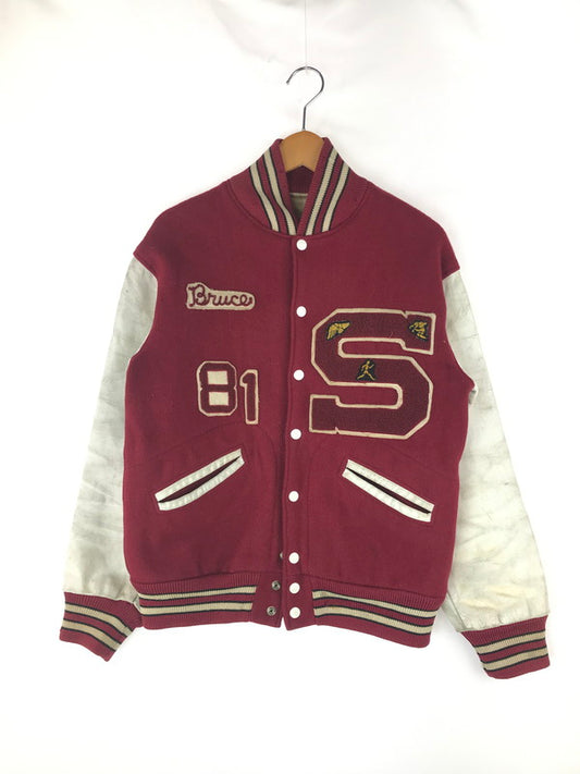 【現状渡し品】【メンズ】  KANDEL 70’s VARSITY JACKET レザー切り替え バーシティジャケット スタジャン アウター 146-240918-hi-08-tag サイズ：38 カラー：レッド 万代Net店