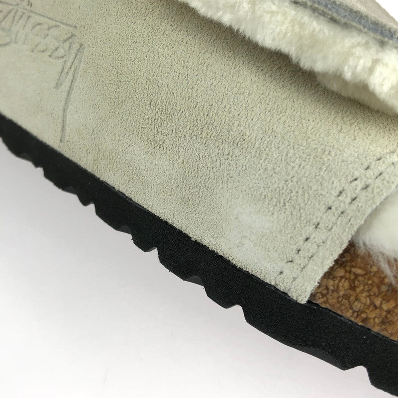 【中古美品】【メンズ】 BIRKENSTOCK ビルケンシュトック × STUSSY ステューシー 1027679 Solana Shearling Slide ソラナ ムートン スライド サンダル 靴 164-240704-SS-9-tag カラー：Bone 万代Net店