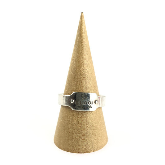 【中古品】【メンズ】 GUCCI グッチ  LOGO LATE SILVER RING ロゴプレート シルバー リング アクセサリー 182-240712-yk-6-tag カラー：シルバー 22号 万代Net店