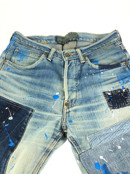 【現状渡し品】【メンズ】 Lee リー 101B 推定60's-70's PATCHWORK REMAKE DENIM PANTS パッチワーク リメイクデニムパンツ ジーンズ 157-240720-hi-8-tag カラー：インディゴ 万代Net店