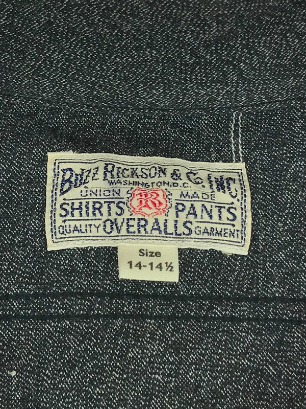 【中古品】【メンズ】  BUZZ RICKSONS BR26082 COTTON COVERT WORK SHIRT コットンコバート ワークシャツ 長袖シャツ 145-240714-hi-07-tag サイズ：14.5 カラー：グレー 万代Net店