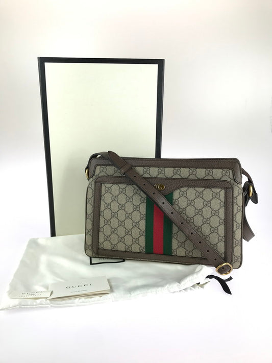 【中古品】【レディース】 GUCCI グッチ  GGスプリーム キャンバス 523354 ミディアム ショルダーバッグ カバン 180-240725-yk-3-tag カラー：ベージュ/エボニー×ブラウン×ウェブ 万代Net店