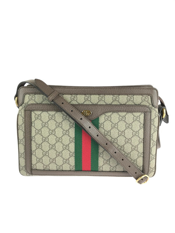 【中古品】【レディース】 GUCCI グッチ  GGスプリーム キャンバス 523354 ミディアム ショルダーバッグ カバン 180-240725-yk-3-tag カラー：ベージュ/エボニー×ブラウン×ウェブ 万代Net店