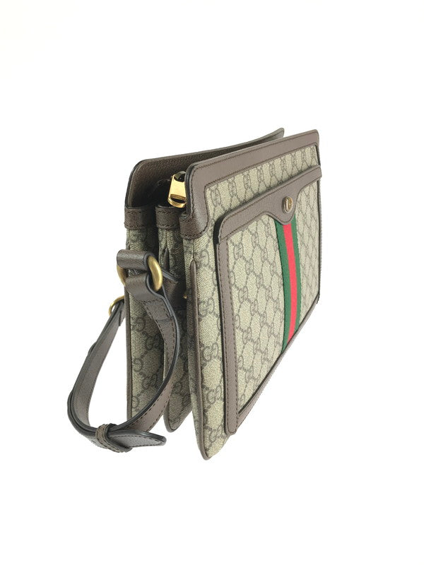 【中古品】【レディース】 GUCCI グッチ  GGスプリーム キャンバス 523354 ミディアム ショルダーバッグ カバン 180-240725-yk-3-tag カラー：ベージュ/エボニー×ブラウン×ウェブ 万代Net店