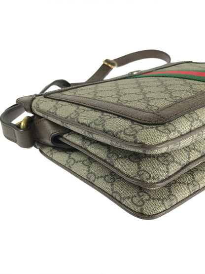 【中古品】【レディース】 GUCCI グッチ  GGスプリーム キャンバス 523354 ミディアム ショルダーバッグ カバン 180-240725-yk-3-tag カラー：ベージュ/エボニー×ブラウン×ウェブ 万代Net店