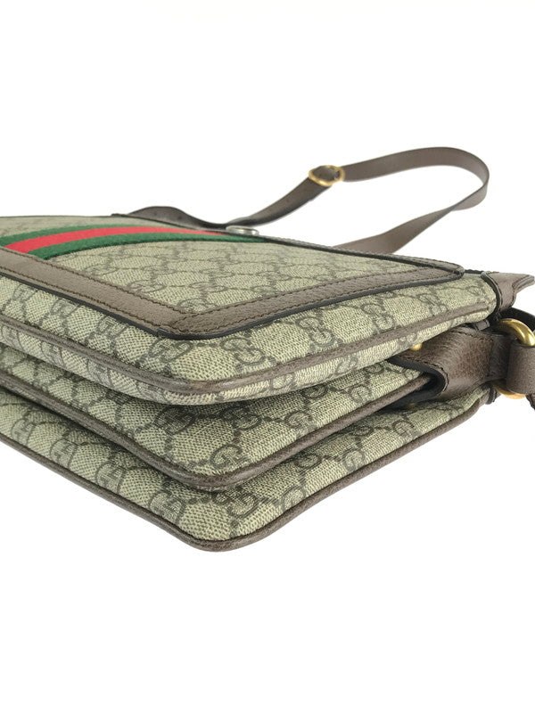 【中古品】【レディース】 GUCCI グッチ  GGスプリーム キャンバス 523354 ミディアム ショルダーバッグ カバン 180-240725-yk-3-tag カラー：ベージュ/エボニー×ブラウン×ウェブ 万代Net店