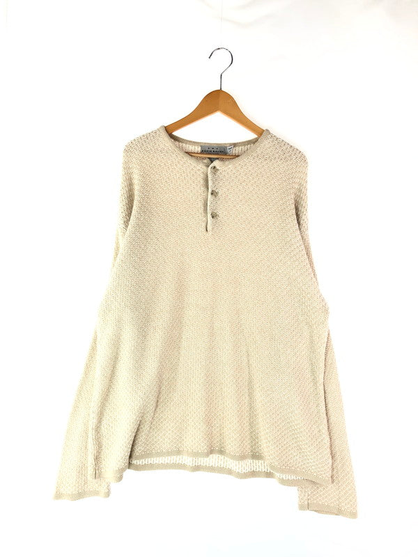 【中古品】【メンズ】 AKA EDDIE BAUER エディーバウアー HENLEY NECK LINEN KNIT ヘンリーネック リネンニット トップス 146-240806-mo-6-tag サイズ：Ⅼ カラー：ベージュ 万代Net店