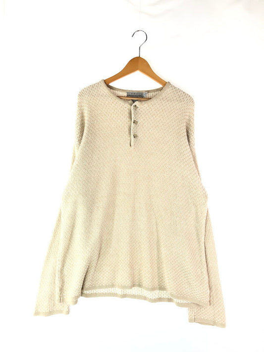 【中古品】【メンズ】 AKA EDDIE BAUER エディーバウアー HENLEY NECK LINEN KNIT ヘンリーネック リネンニット トップス 146-240806-mo-6-tag サイズ：Ⅼ カラー：ベージュ 万代Net店