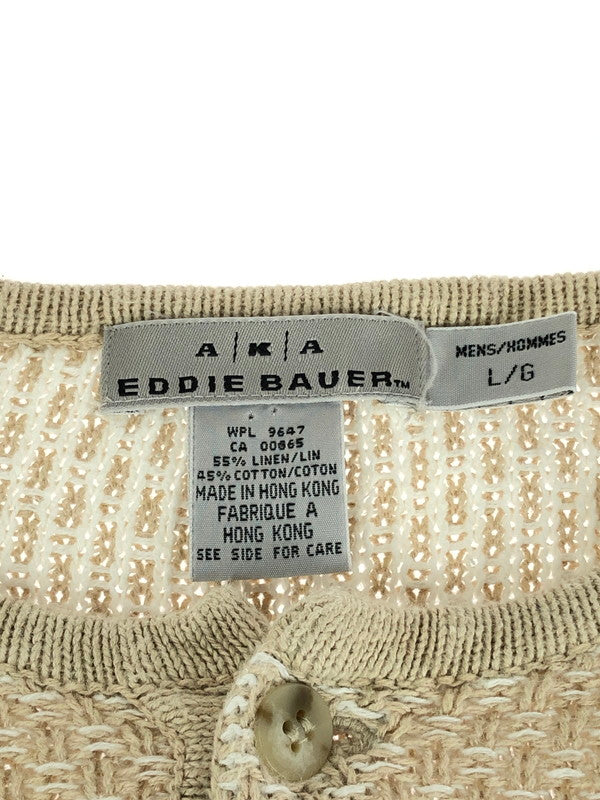 【中古品】【メンズ】 AKA EDDIE BAUER エディーバウアー HENLEY NECK LINEN KNIT ヘンリーネック リネンニット トップス 146-240806-mo-6-tag サイズ：Ⅼ カラー：ベージュ 万代Net店