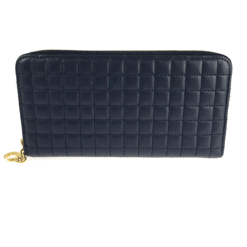 【中古品】【レディース】 CELINE セリーヌ 10B553BFL Cチャーム キルティングレザー ラウンドジップロングウォレット 長財布 181-240818-hi-15-tag カラー：ネイビー 万代Net店