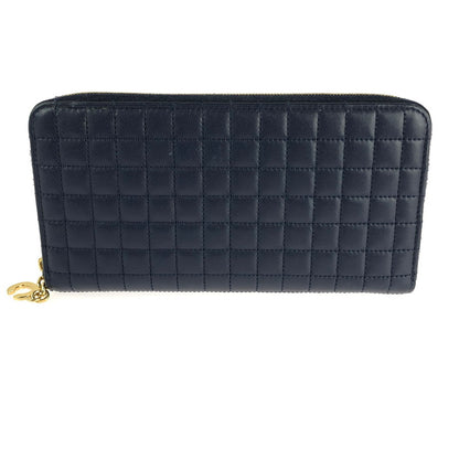 【中古品】【レディース】 CELINE セリーヌ 10B553BFL Cチャーム キルティングレザー ラウンドジップロングウォレット 長財布 181-240818-hi-15-tag カラー：ネイビー 万代Net店