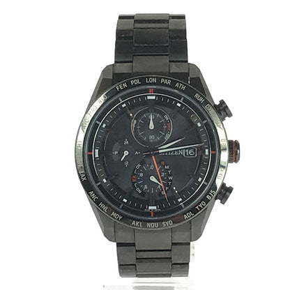 【中古品】【メンズ】 CITIZEN シチズン ATTESA ECO DRIVE H800-T025871 AT8185-62E アテッサ エコドライブ ブラックチタンモデル デイト表示 ソーラー 腕時計 197-240818-hi-8-tag カラー：BLACK 万代Net店