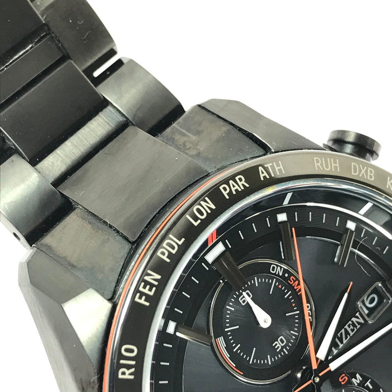 【中古品】【メンズ】 CITIZEN シチズン ATTESA ECO DRIVE H800-T025871 AT8185-62E アテッサ エコドライブ ブラックチタンモデル デイト表示 ソーラー 腕時計 197-240818-hi-8-tag カラー：BLACK 万代Net店