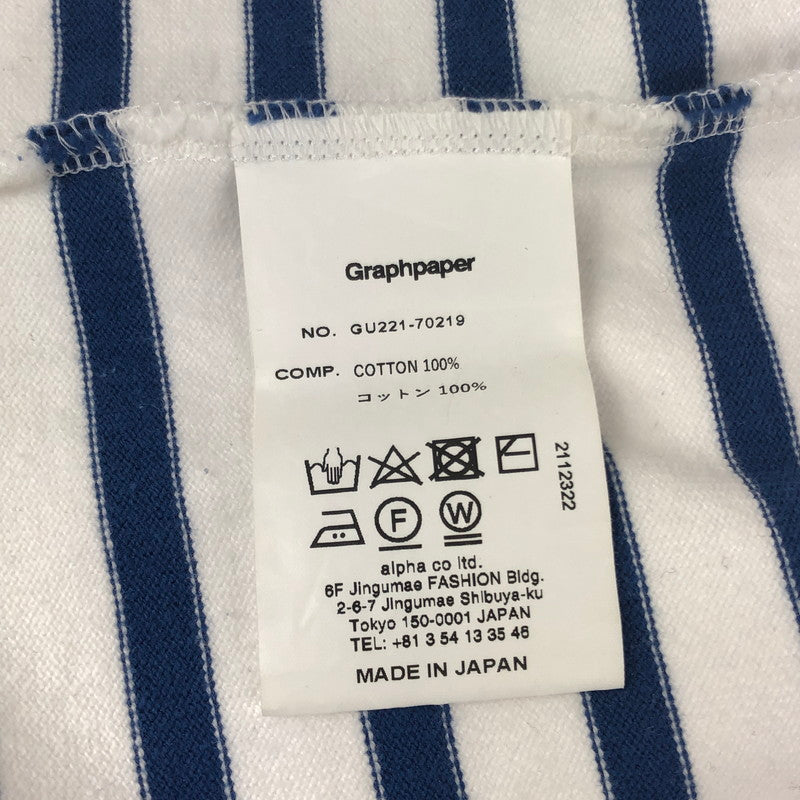 【中古品】【メンズ】  GRAPHPAPER グラフペーパー PANEL BORDER S/S TEE GU221-70219 パネルボーダー ショートスリーブTシャツ 半袖Tシャツ 140-240823-hi-6-tag サイズ：1 カラー：ホワイト/ブルー 万代Net店