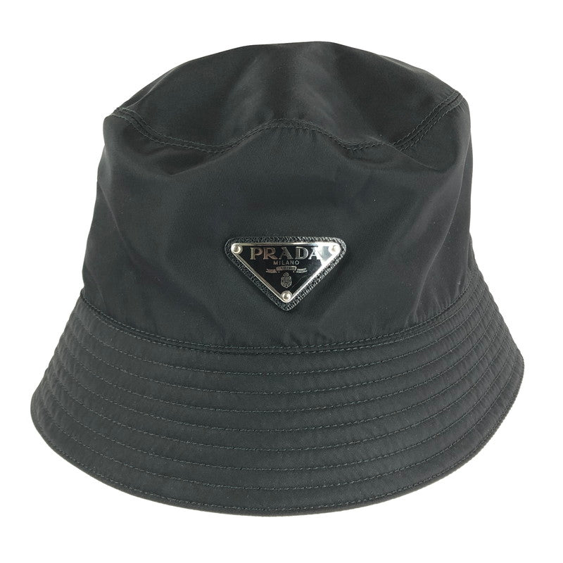 【中古美品】【レディース】 PRADA プラダ RE-NYLON BUCKET HAT 1HC137 2DMI リサイクルナイロンバケットハット トレイアングルロゴ 帽子 183-240821-hi-7-tag サイズ：M カラー：ブラック 万代Net店