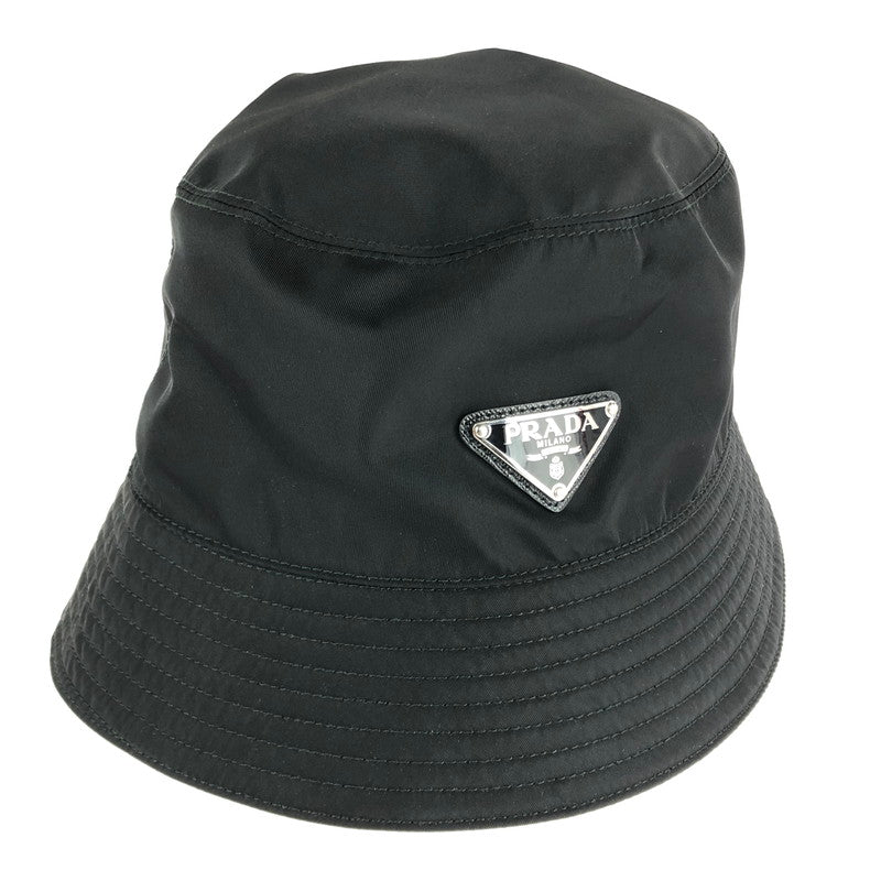 【中古美品】【レディース】 PRADA プラダ RE-NYLON BUCKET HAT 1HC137 2DMI リサイクルナイロンバケットハット トレイアングルロゴ 帽子 183-240821-hi-7-tag サイズ：M カラー：ブラック 万代Net店