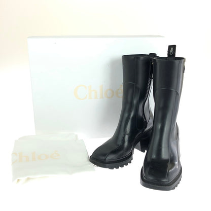 【中古品】【レディース】 Chloe クロエ BETTY RAINBOOTS CHC19W239G800137W ベティ レインブーツ ロングブーツ 183-240821-hi-9-tag サイズ：37W 24cm カラー：ブラック 万代Net店