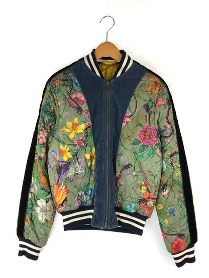 【中古品】【メンズ】 GUCCI グッチ 18SS FLORA SNAKE BOMBER JACKET フローラ スネーク ボンバージャケット 中綿ジャケット アウター 183-240905-hi-6-tag サイズ：44 カラー：カーキ 万代Net店