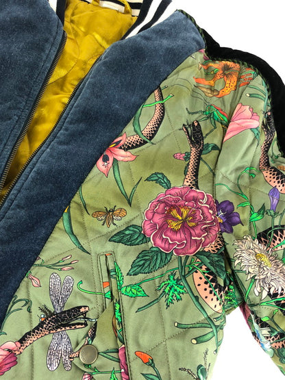 【中古品】【メンズ】 GUCCI グッチ 18SS FLORA SNAKE BOMBER JACKET フローラ スネーク ボンバージャケット 中綿ジャケット アウター 183-240905-hi-6-tag サイズ：44 カラー：カーキ 万代Net店