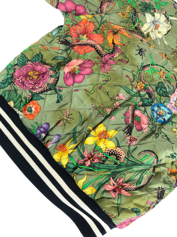 【中古品】【メンズ】 GUCCI グッチ 18SS FLORA SNAKE BOMBER JACKET フローラ スネーク ボンバージャケット 中綿ジャケット アウター 183-240905-hi-6-tag サイズ：44 カラー：カーキ 万代Net店