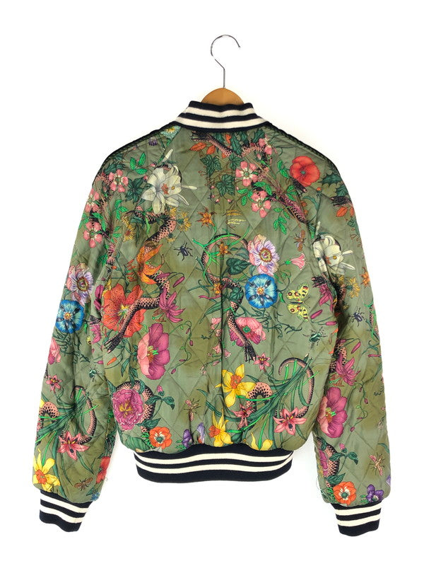 【中古品】【メンズ】 GUCCI グッチ 18SS FLORA SNAKE BOMBER JACKET フローラ スネーク ボンバージャケット 中綿ジャケット アウター 183-240905-hi-6-tag サイズ：44 カラー：カーキ 万代Net店