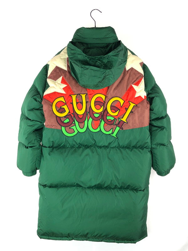 【中古品】【レディース】 GUCCI グッチ EMBROIDERED LOGO LONG DOWN JACKET 677640 ロゴ刺繍 ロングダウンジャケット アウター 183-240905-hi-9-tag サイズ：12 カラー：グリーン 万代Net店