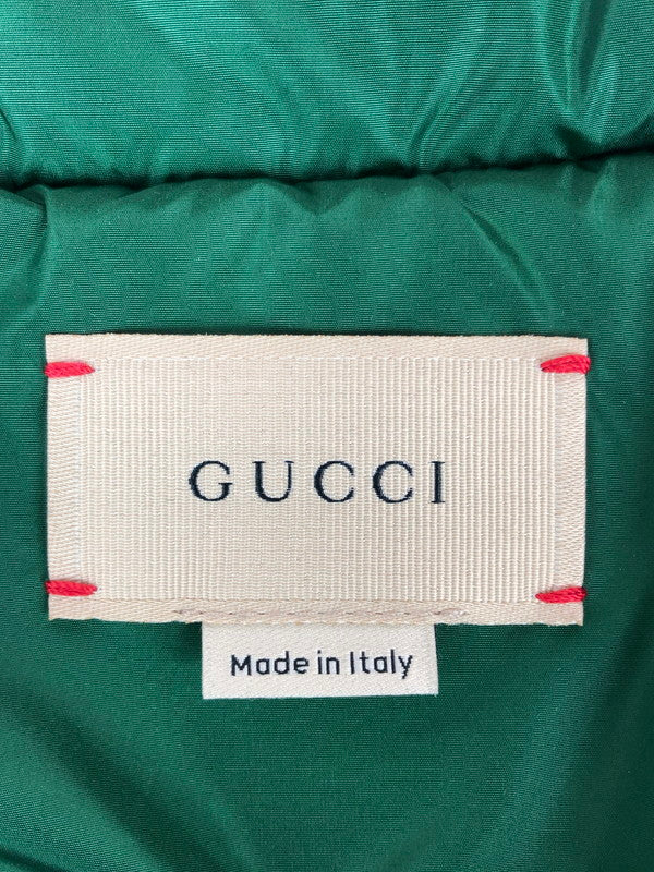 【中古品】【レディース】 GUCCI グッチ EMBROIDERED LOGO LONG DOWN JACKET 677640 ロゴ刺繍 ロングダウンジャケット アウター 183-240905-hi-9-tag サイズ：12 カラー：グリーン 万代Net店