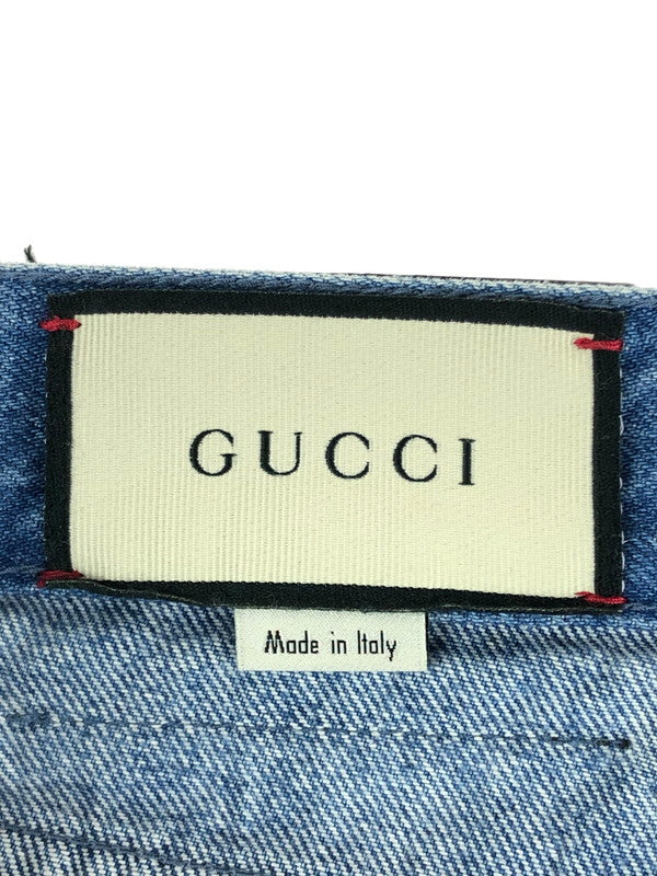 【中古品】【メンズ】 GUCCI グッチ BUTTON FLY DENIM PANTS 557960 ボタンフライデニムパンツ ボトムス ストロベリー刺繍  152-240831-mo-10-tag サイズ：23 カラー：インディゴ 万代Net店