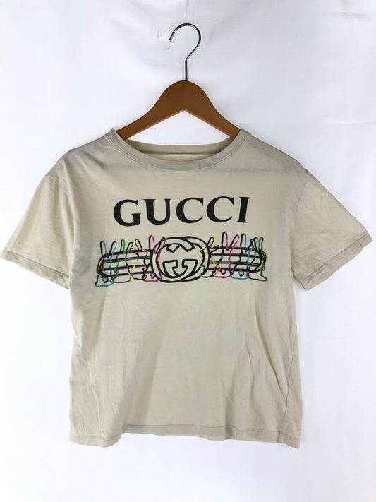 【中古品】【キッズ】 GUCCI グッチ S/S PRINT T-SHIRT ショートスリーブ プリントTシャツ 半袖 トップス 183-240901-mo-16-tag サイズ：10 カラー：ベージュ系 万代Net店