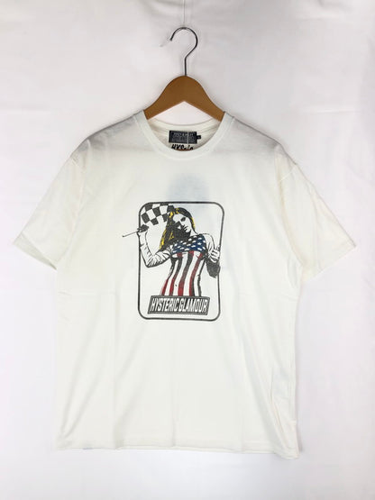 【中古美品】【メンズ】 HYSTERIC GLAMOUR ヒステリックグラマー ×野口強 コラボTシャツ 02233CT12400 CHECKER FLAG TEE 半袖 Tシャツ トップス 140-240828-ki-1-tag サイズ：L カラー：ホワイト 万代Net店