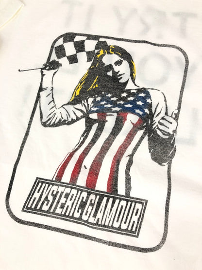 【中古美品】【メンズ】 HYSTERIC GLAMOUR ヒステリックグラマー ×野口強 コラボTシャツ 02233CT12400 CHECKER FLAG TEE 半袖 Tシャツ トップス 140-240828-ki-1-tag サイズ：L カラー：ホワイト 万代Net店