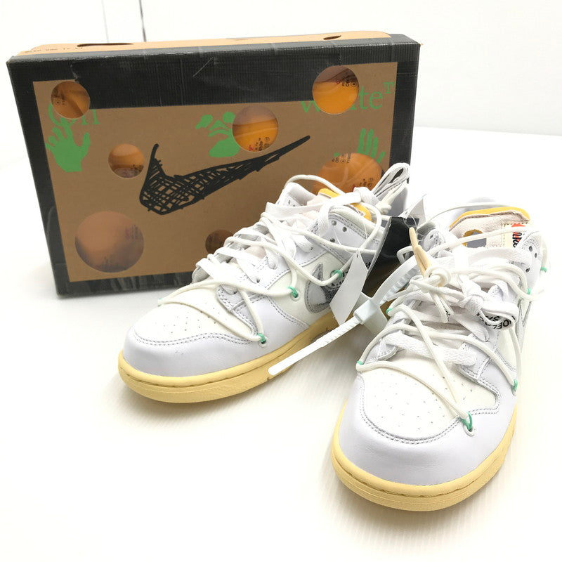 【中古美品】【メンズ】 NIKE ナイキ OFF WHITE オフ ホワイト DM1602-127 DUNK LOW 1 OF 50 ダンク ロー 1 オブ 50 スニーカー 靴 160-240827-na-3-tag サイズ：27cm US 9 カラー：WHITE/METALLIC SILVER-BUTTER 万代Net店