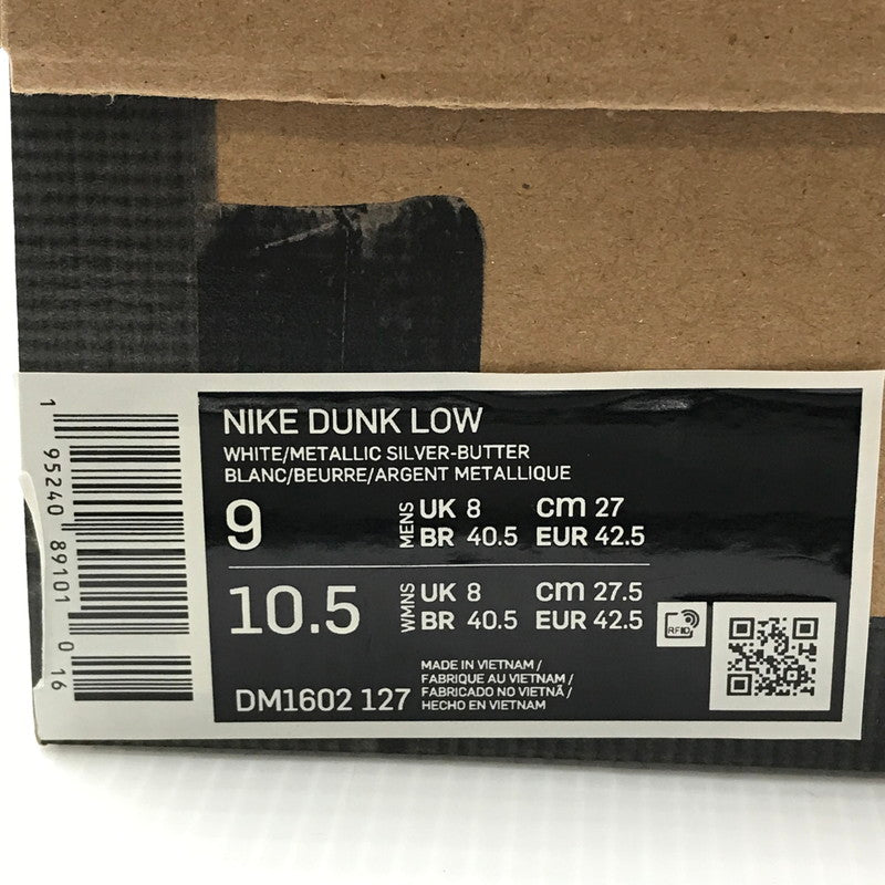 【中古美品】【メンズ】 NIKE ナイキ OFF WHITE オフ ホワイト DM1602-127 DUNK LOW 1 OF 50 ダンク ロー 1 オブ 50 スニーカー 靴 160-240827-na-3-tag サイズ：27cm US 9 カラー：WHITE/METALLIC SILVER-BUTTER 万代Net店