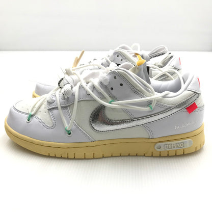 【中古美品】【メンズ】 NIKE ナイキ OFF WHITE オフ ホワイト DM1602-127 DUNK LOW 1 OF 50 ダンク ロー 1 オブ 50 スニーカー 靴 160-240827-na-3-tag サイズ：27cm US 9 カラー：WHITE/METALLIC SILVER-BUTTER 万代Net店