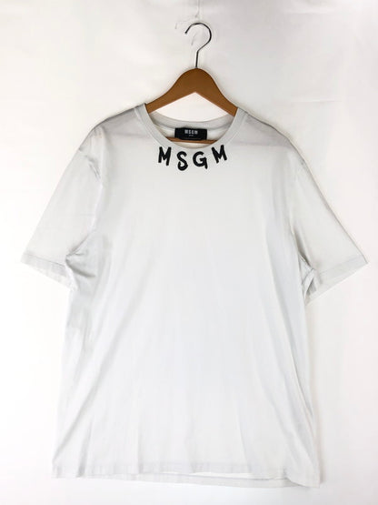 【中古品】【メンズ】  MSGM エムエスジーエム BRUSHSTROKE LOGO T-SHIRT 3240MM96 ブラッシュストローク ロゴTシャツ 半袖Tシャツ 141-240905-hi-11-tag サイズ：L カラー：ホワイト 万代Net店