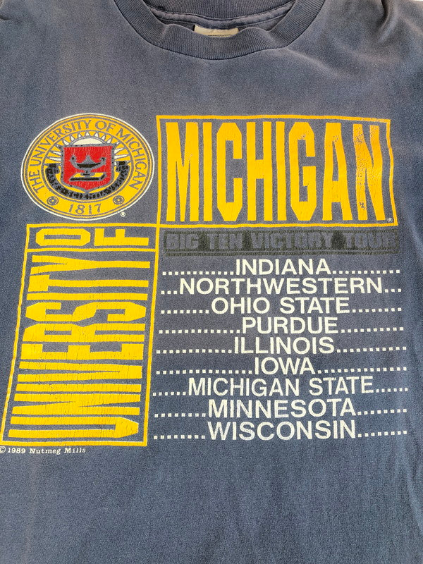 【現状渡し品】【メンズ】 NUTMEG ナツメグ 80's MICHIGAN PRINTED S/S TEE 80年代 ミシガン プリント Tシャツ 半袖Tシャツ USA製 146-250809-na-07-tag サイズ：M カラー：ブルー 万代Net店