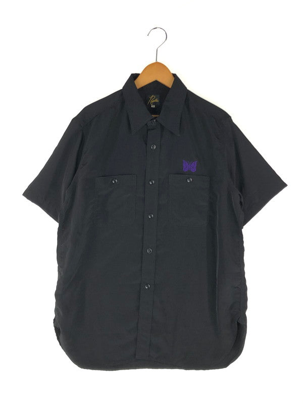 【中古品】【メンズ】 Needles ニードルス S S WORK SHIRT POLY CLOTH KP180 ショートスリーブ ワークシャツ ポリ クロス 半袖 トップス 140-240903-mo-1-tag サイズ：M カラー：ブラック 万代Net店