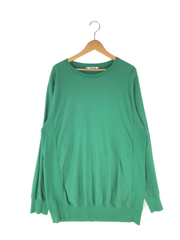 【中古品】【メンズ】 AURALEE オーラリー 23SS ELASTIC HIGH GAUGE SWEAT P/O A23SP01NU エラスティックハイゲージ スウェット プルオーバー 長袖 トップス 140-240917-yk-06-tag サイズ：5 カラー：GREEN 万代Net店