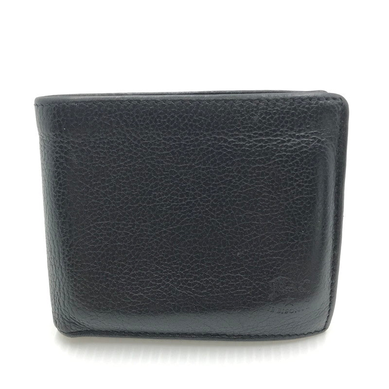 【中古品】【メンズ/レディース】 IL BISONTE イルビゾンテ LEATHER MEDIUM WALLET レザー ミディアムウォレット 二つ折り財布 200-240919-hi-05-tag カラー：ブラック 万代Net店