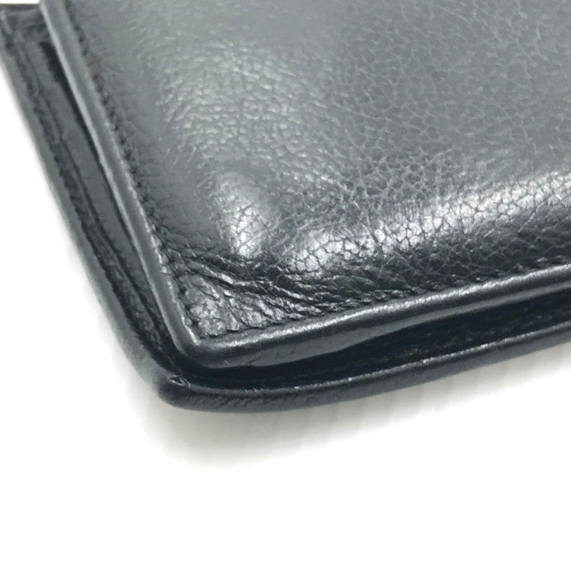 【中古品】【メンズ/レディース】 IL BISONTE イルビゾンテ LEATHER MEDIUM WALLET レザー ミディアムウォレット 二つ折り財布 200-240919-hi-05-tag カラー：ブラック 万代Net店