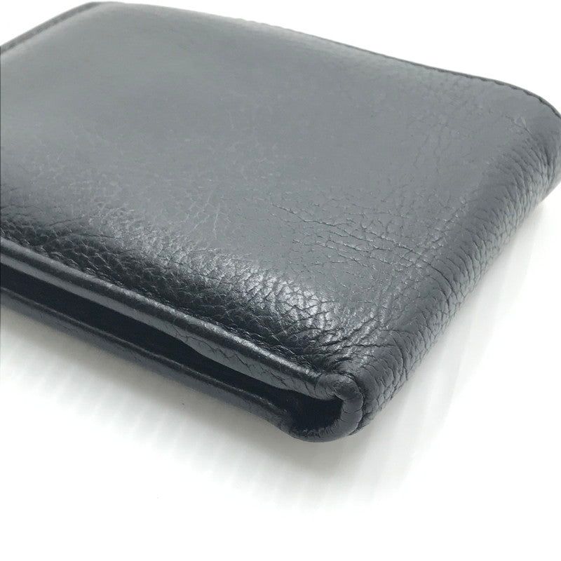 【中古品】【メンズ/レディース】 IL BISONTE イルビゾンテ LEATHER MEDIUM WALLET レザー ミディアムウォレット 二つ折り財布 200-240919-hi-05-tag カラー：ブラック 万代Net店