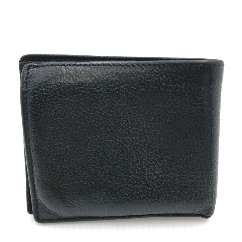 【中古品】【メンズ/レディース】 IL BISONTE イルビゾンテ LEATHER MEDIUM WALLET レザー ミディアムウォレット 二つ折り財布 200-240919-hi-05-tag カラー：ブラック 万代Net店