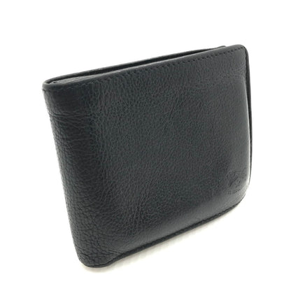 【中古品】【メンズ/レディース】 IL BISONTE イルビゾンテ LEATHER MEDIUM WALLET レザー ミディアムウォレット 二つ折り財布 200-240919-hi-05-tag カラー：ブラック 万代Net店