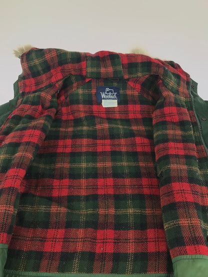 【現状渡し品】【メンズ】 WOOLRICH ウールリッチ 80's コヨーテファー マウンテンパーカー 33221 ヴィンテージ 中綿ジャケット アウター 144-240917-yk-12-tag サイズ：L カラー：GREEN 万代Net店